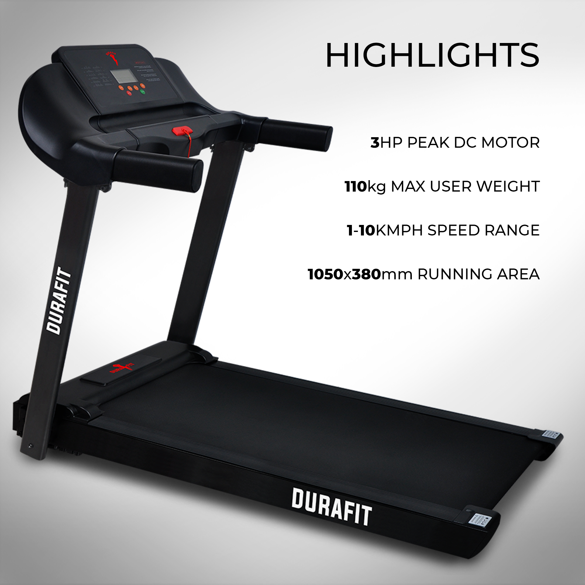 Durafit Serene | 3 HP Peak DC Motorized Treadmill | Home Cardio | Max Speed 10 Km/Hr | Max User Weight 110 Kg | Free installation assistance | LED display