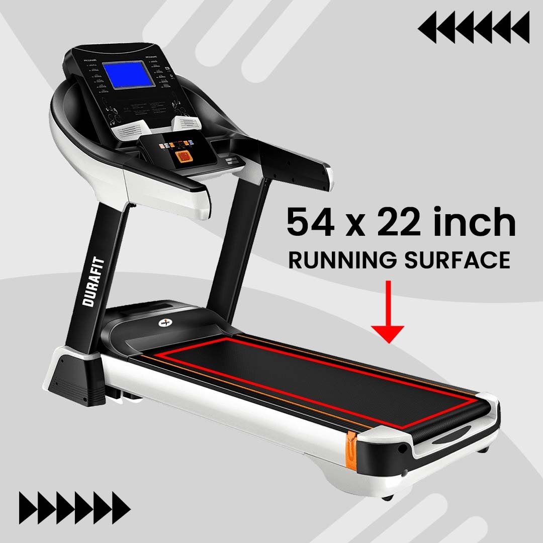 Durafit Focus | 7HP Peak DC Motorized Treadmill | Auto incline | Home Cardio | Max Speed 18 Km/Hr | Max User Weight 150 Kg | Free installation assistance | Spring suspension Technology Durafit Focus | 7HP Peak DC Motorized Treadmill | Auto incline | Home Cardio | Max Speed 18 Km/Hr | Max User Weight 150 Kg | Free installation assistance | Spring suspension Technology
