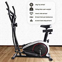 Durafit Waltz Elliptical Cross Trainer | Adjustable seat | Home workout | Max. user weight 100 Kg | LCD display